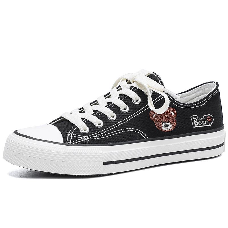Frühling Neue Bärenmuster Low-Top Canvas Schuhe Atmungsaktive Studenten All-Match Flachboden Schuhe Ins Tide Schuhe