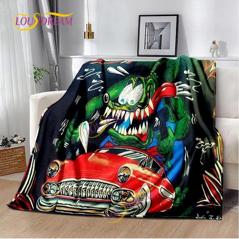 Portable Multifunctional Children's holiday birthday Gift Cartoon Rat Fink Cute Home Bedroom decoration Warm Sherpa blanket