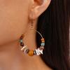 Ethnic style shell wooden beads beaded irregular ear hooks retro niche design exaggerated earrings