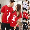 Polyester 100% Valentijnsdag T-shirts voor Koppels, Korte Mouwen, Veelzijdig, Ronde Hals, Leuke Gedrukte Designs voor Zowel Mannen Vrouwen