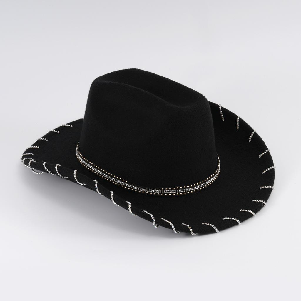 New Western Cowboy Hat Men's and Women's Metal Chain Decorative Ethnic Style Outdoor Jazz Hat Top Hat
