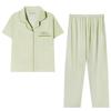 Pajamas Women'S Simple Matcha Green Summer Short Sleeve Trousers Lazy Home Small Fresh Homewear Two-Piece Set