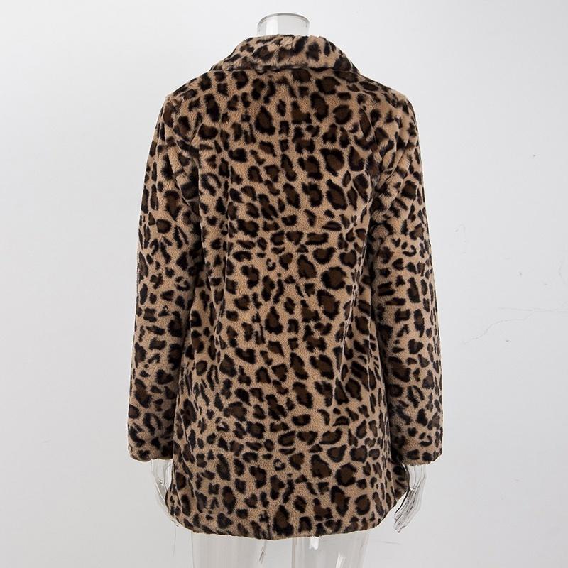 Women Winter Faux Fur Coats Vintage Leopard Female Loose Warm Coats Casual Street Lady Animal Print Thick Outwears