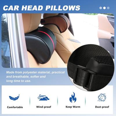 Car Neck Pillow PU Leather Car Headrest Pillow Soft Memory Foam Neck Pain Relief Car Seat Pillow Neck Support Car Accessories