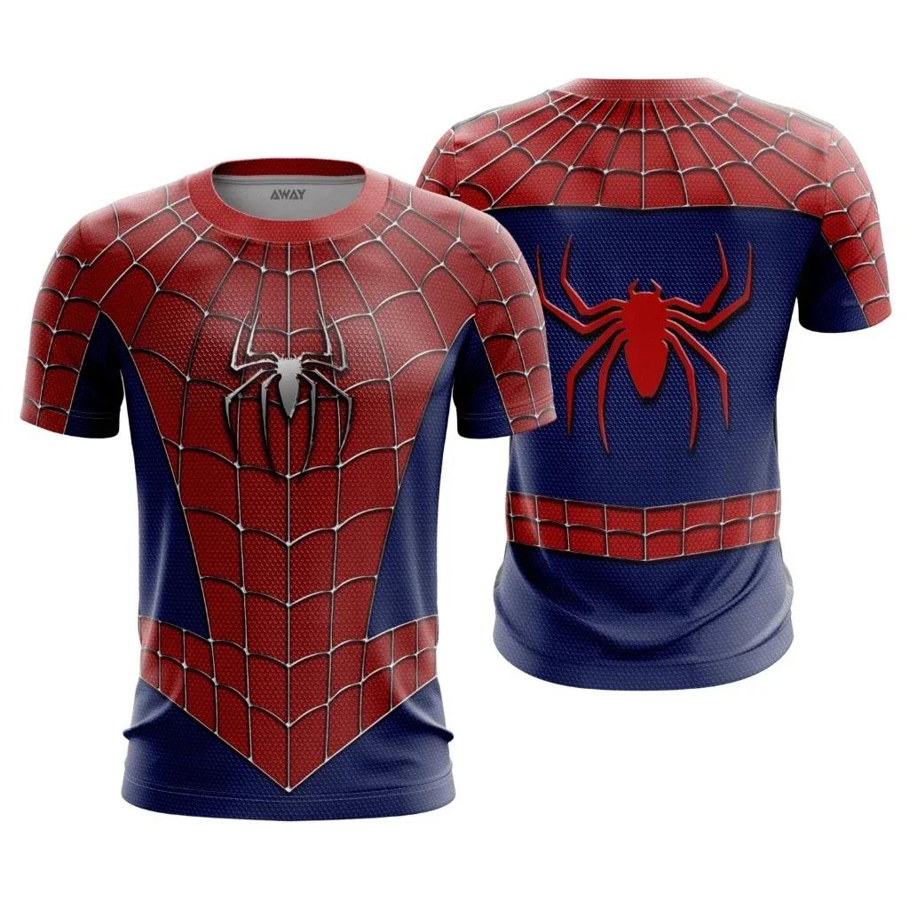 Hot Toys Superhero Spiderman Cosplay T-Shirt Family Summer Adult Kids Casual T-Shirt Breathable Quick Dry Fitness Sportswear S