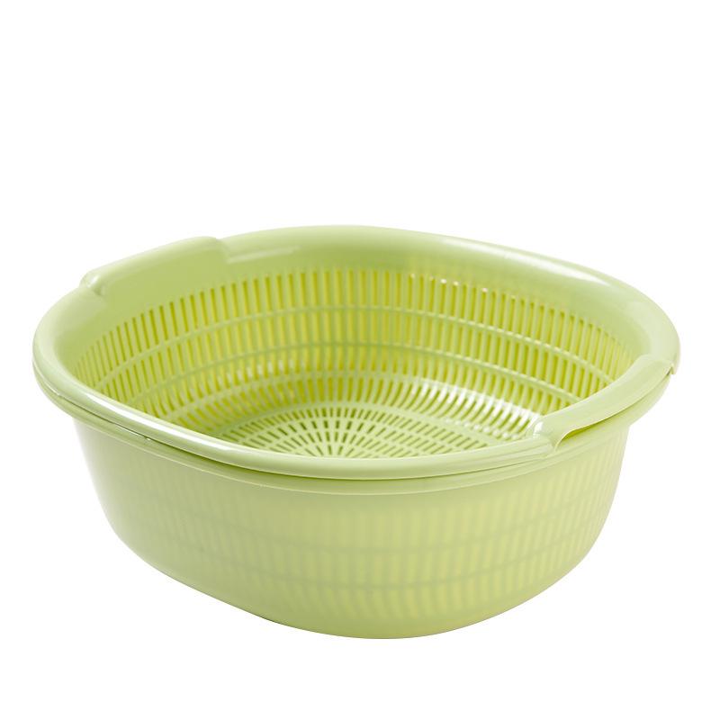 Double-Layer Plastic Drain Basket: Enlarged Kitchen Basin & Fruit Plate