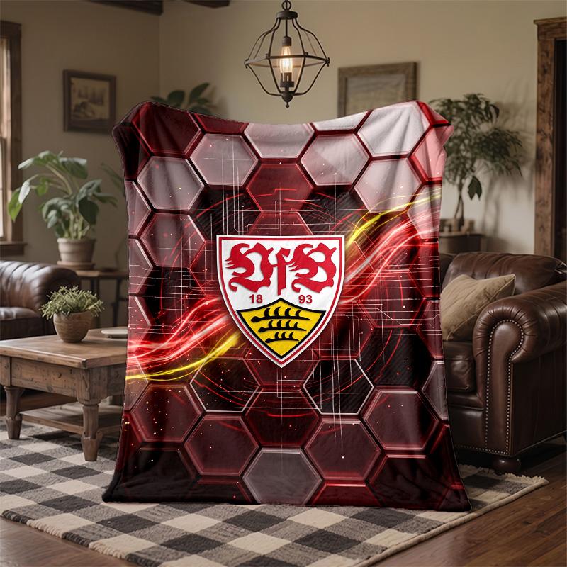 Coperta in Flanella con Stampa Calcio VfB Stuttgart Morbida Calda Coperta da Divano/Letto per Casa Ufficio Camera da Letto
