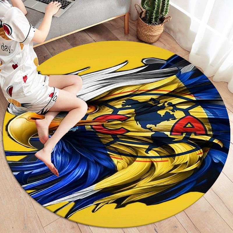 Club de Futbol América Round Area Rug,Carpet Rug for Living Room Bedroom Sofa Playroom Decor,Non-slip Floor Mat