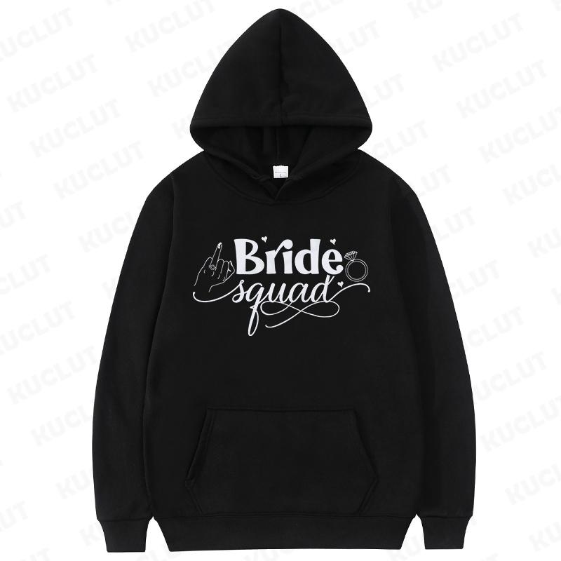 Fashion Team Bride Tribe Hoodies Women Ring Crown Print Soft Pullover Sweatshirts for Wedding Bachelorette Party Outerwears