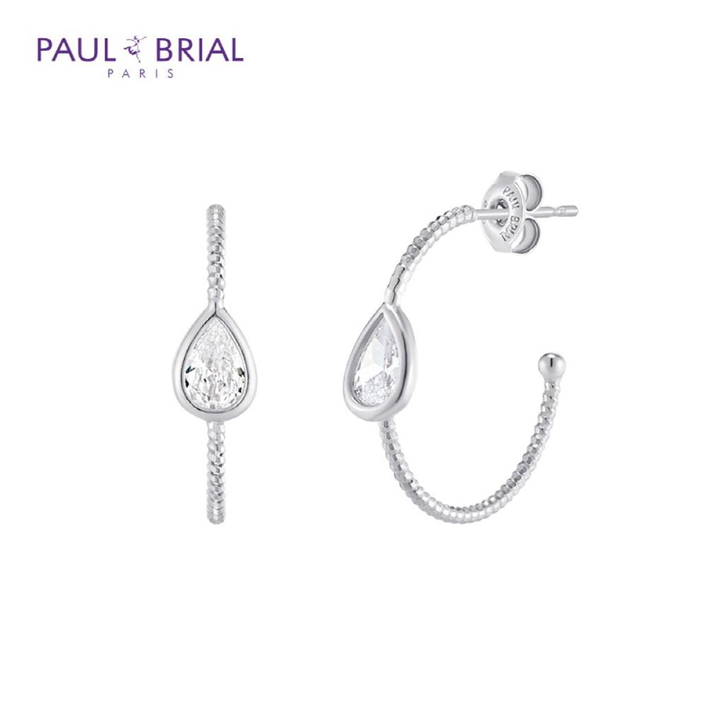 

PAULBRIAL [SILVER] PYSE0042 (WG) Pair Hoop Ring Earrings_WHITE
