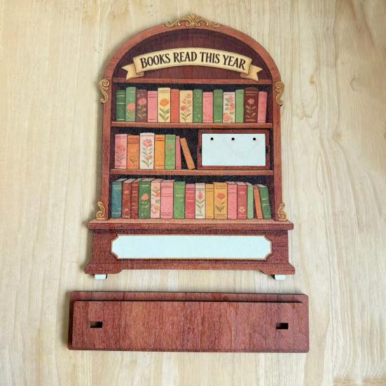 Contador de Livros Lidos Este Ano Placa de Rastreamento de Leitura de Madeira para Estante Decoração de Biblioteca Presentes Literários para Amantes de Livros Leitora Compulsiva Mulheres Professor