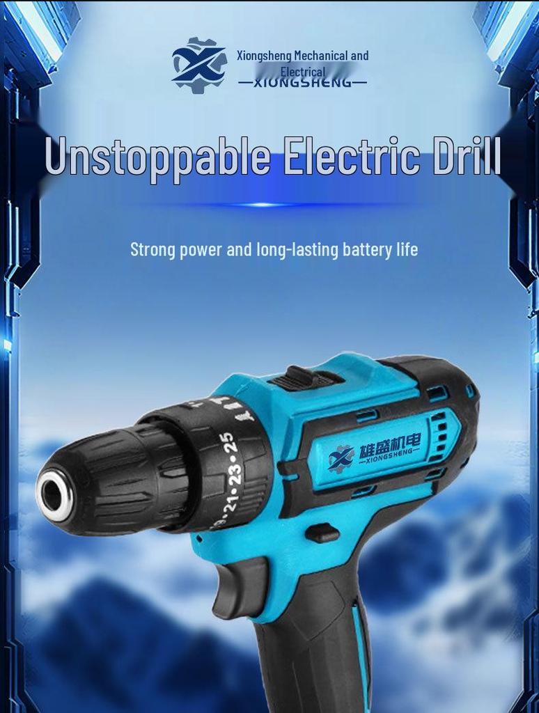 Rechargeable Multifunctional Electric Handheld Impact Drill & Screwdriver with Toolbox