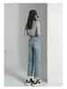 2025 Spring/Autumn Women's High Waist Straight Leg Jeans - Slimming Light Tone Cropped Cigarette Pants