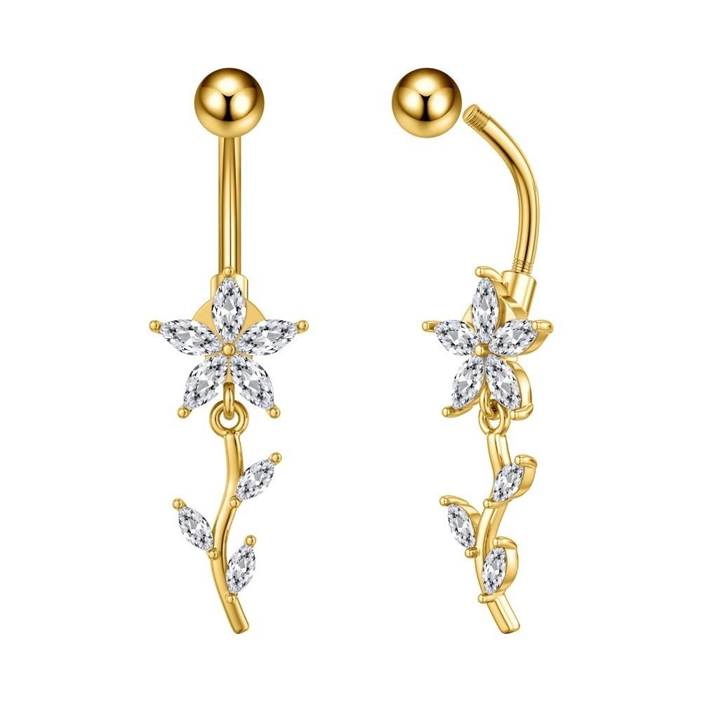 Elegant Belly Navel Stud Stainless Steel Navel Button Butterfly Chain Navel Ring Seaside