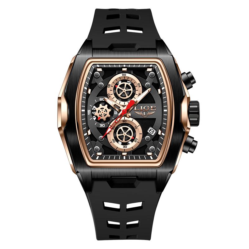 LIGE Men Sport Watch Fashion Chronograph Quartz Wristwatch Silicone Strap Luminous Date Waterproof Male Clock Relogio Masculino