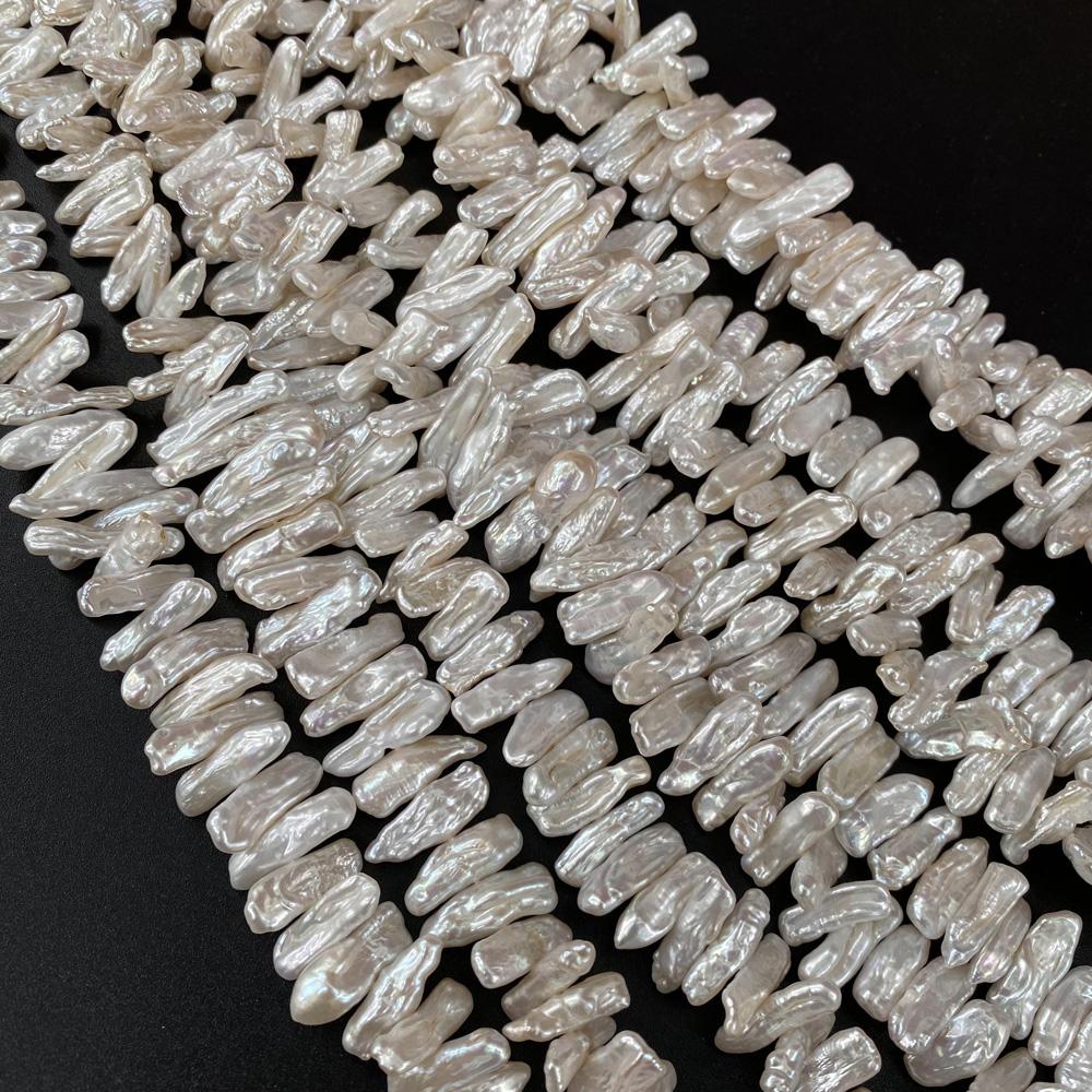 1String, Irregular Pearls, 5×20-6×22mm, White Natural Freshwater Pearl Beads for Jewelry Making DIY Supplies, Women's Craft Gifts 36cm