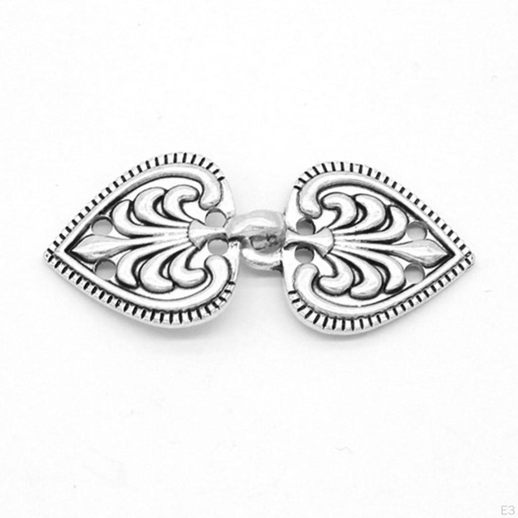 4 Pairs Cardigan Clips Vintage Hollow Flower Cape Fasteners Sew On Hooks and Eyes Clip