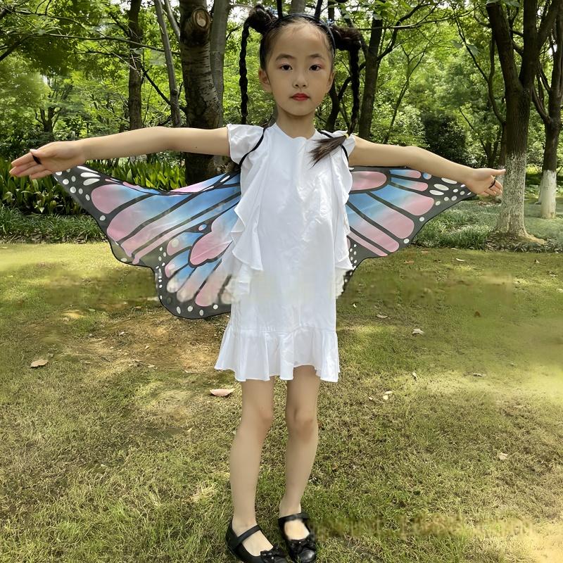 Kids Halloween Costume Set Funny Chiffon Butterfly Wings Cape,Mask,Headband Performance Cosplay Props Elf Angel Wings Costumes