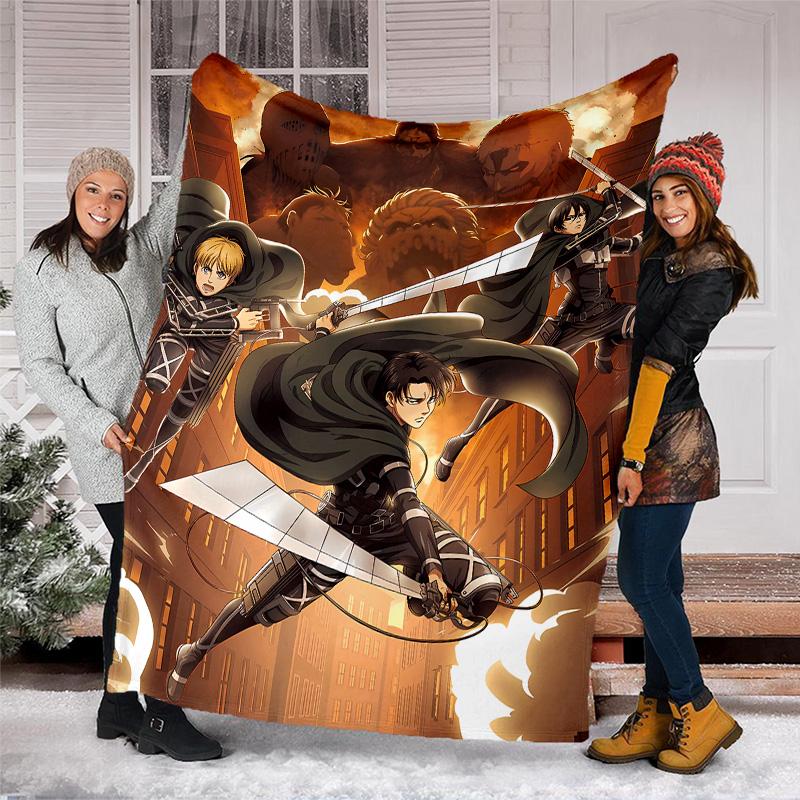 Attack on Titan2 printed throw blanket—lightweight,soft,warm;versatile blanket for all seasons—perfect as &air-conditioning throw,nap blanket