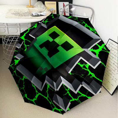 Mine-craft Game Umbrella 8-Frame for Travel, Camping, Casual Lightweight Portable Umbrella, Essential for Every Family Holidays Gift