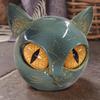 Amber Eyes Cat Statue Kitten Sculpture Decorative Cat Figurine for Keepsake Gift Office Desk Decor