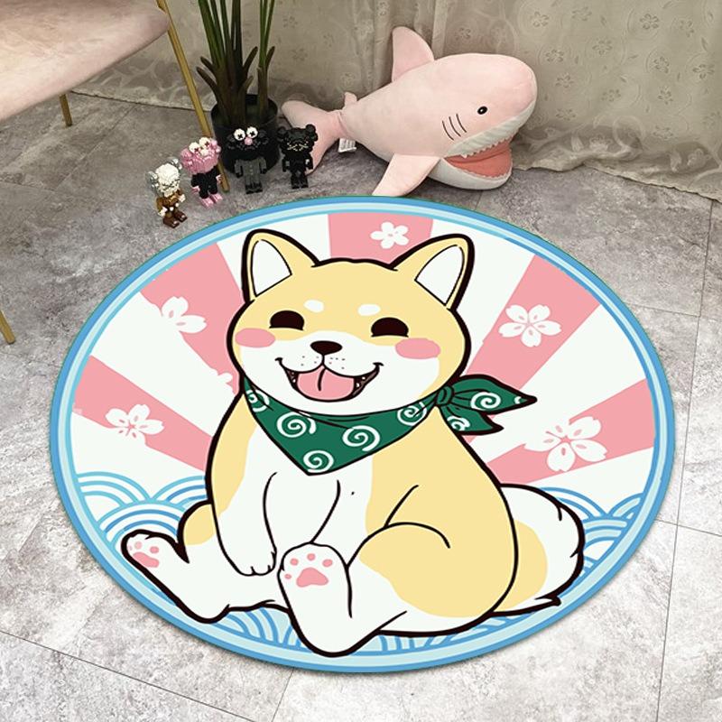 Cartoon Niedliche Kätzchen und Welpen Runder Teppich Schlafzimmerteppich Fußmatte Wohnzimmer Rutschfest Küche Türvorleger Dekorativ