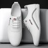 Men's White Leather Slip-On Casual Business Driving Shoes