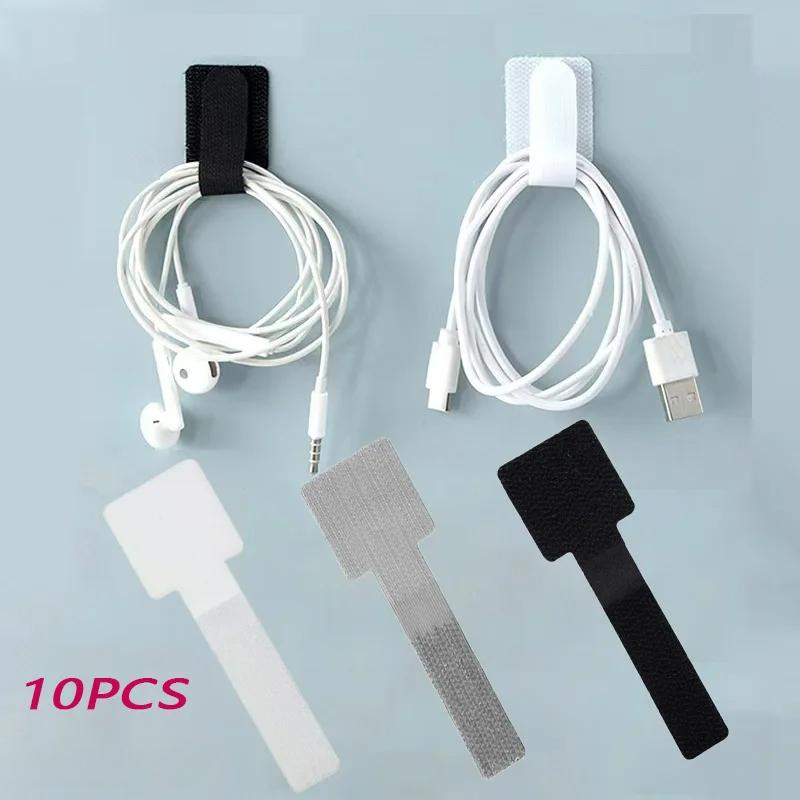 10Pcs Ties Fastening Wire Reusable Cable Organizer Cord Rope Holder Self Adhesive Adjustable Cord Organizer Straps Desk Management