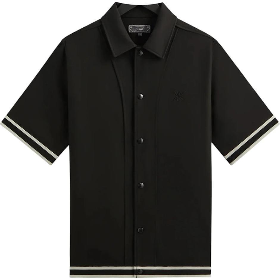 

Kith Ss25 Solid Color Striped Button-Up Short Sleeve Shirt Men shirts Black KHM033323 S