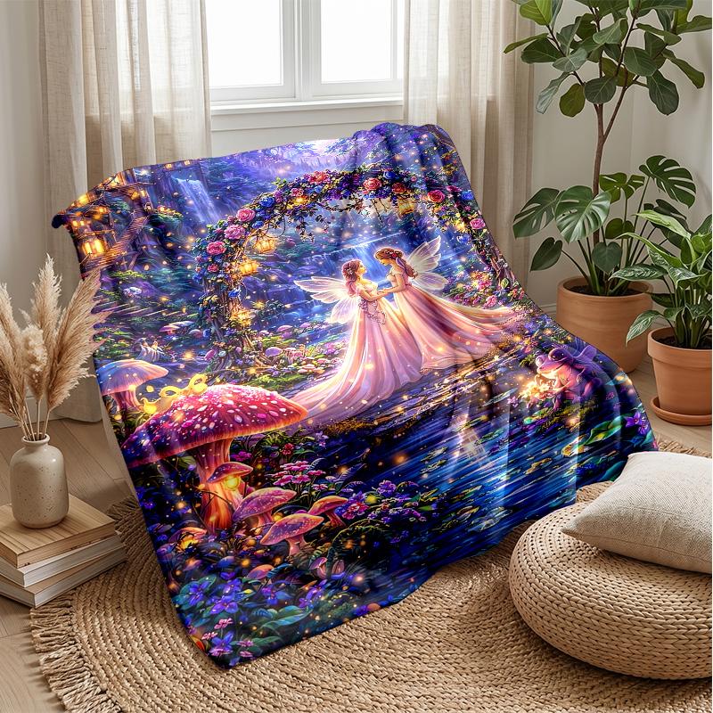 Fairy Dreams with Butterflies Theme Blanket Lightweight Warm Flannel Blanket Decorative Throw Blanket for Home Decoration
