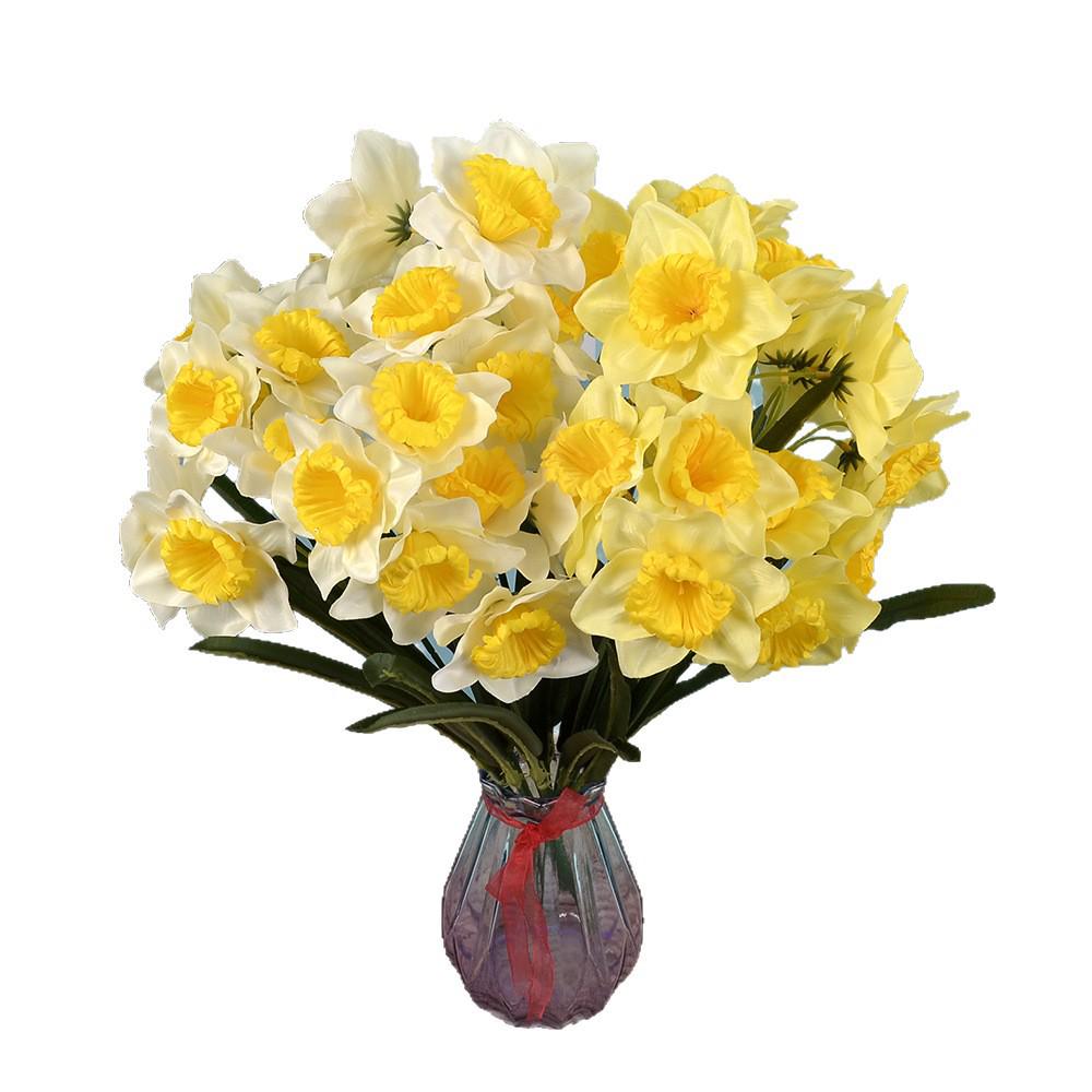 New Large 7-Prong Daffodil Artificial Flower for Wedding, Photography, and Living Room Decor.