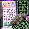 Children's Glow-in-the-Dark Cartoon Nail Stickers - Safe, Luminous, Cute, Waterproof, Eco-Friendly Princess Design for Little Girls