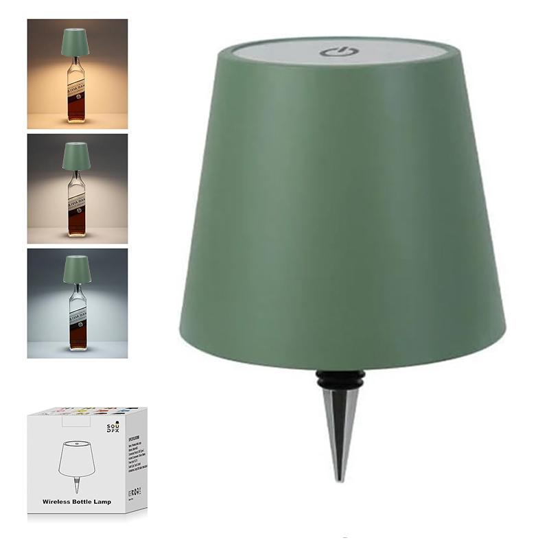 USB Charge Bottle Table Lamp Touch Control of 3 Colors and Stepless Dimming Night Lamp Suitable for Bar Wine Bottles Desk Lights