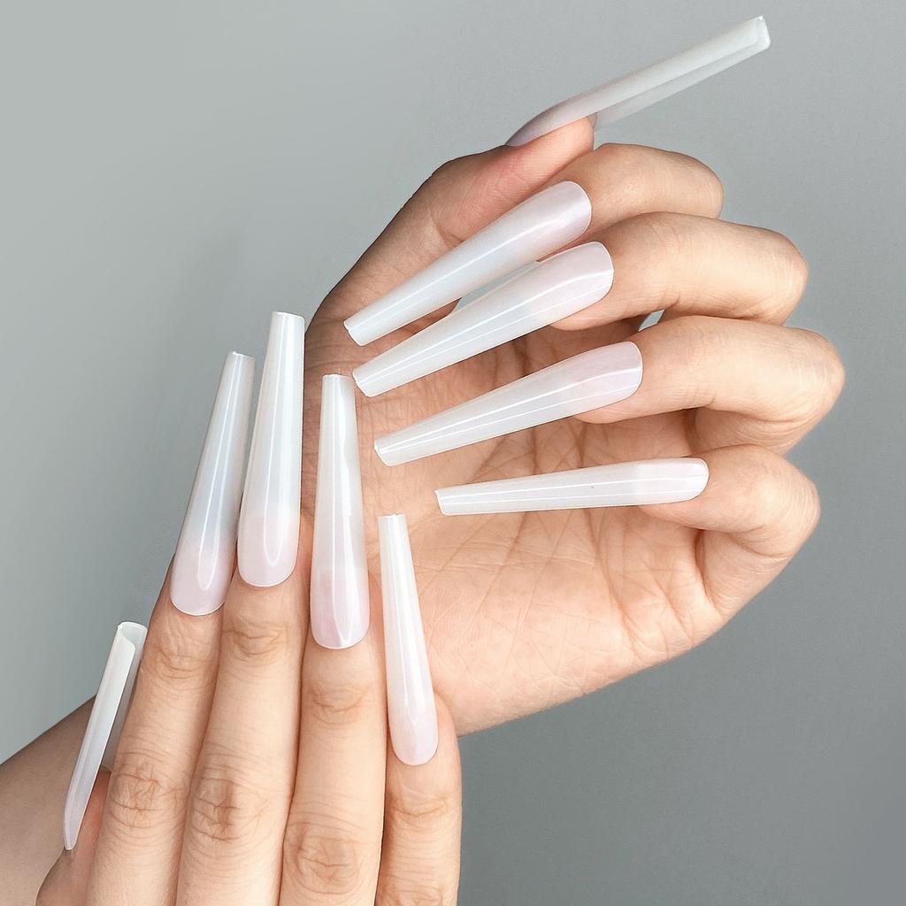 504pcs  Long Ballerina False Nail Tips Coffin Press On Nail Tips Clear Natural