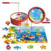 Double-Sided Wooden Magnetic Fishing Toy for Toddlers – Educational Ocean-Themed Bucket with Intelligence-Car Feature