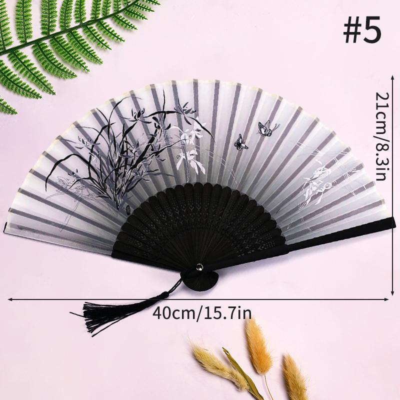 Folding Fan Lace Flower Decor Chinese Style Fan Hand Held Anitque Art Craft Japnese Summer Female Dance Home Party Decoration