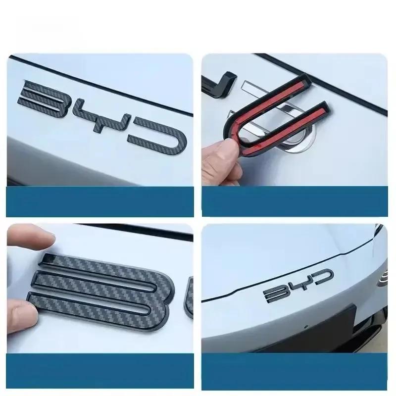 Per BYD SEAl EV ATTO 4 2022 2023 2024 Accessori Auto Emblema Badge Decalcomania Paraurti Anteriore Logo Nero Carbonio Adesivo di Modifica
