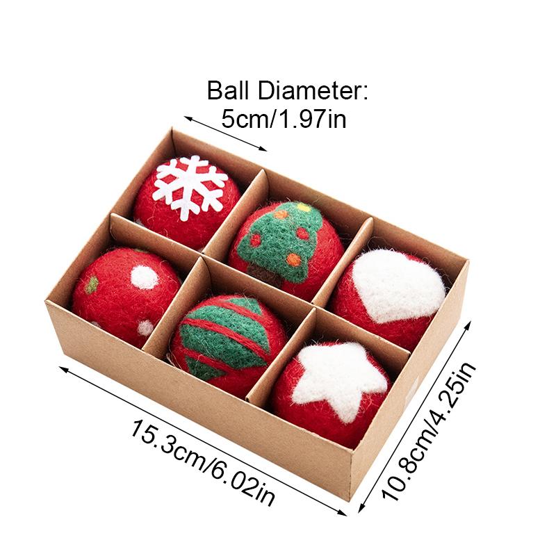6pcs/box Wool Felt Party Hanging Balls Gifts Christmas Ornaments Home Santa Snowman Window Dsplay Ball Decorations Holiday
