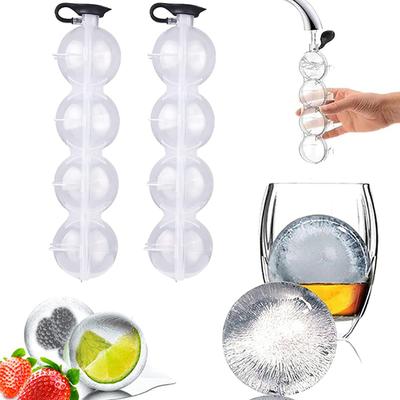 4 Delikli 5.5cm Büyük Boy Buz Topu Yapıcı DIY Dondurma Kalıbı Plastik Viski Yuvarlak Buz Küpü Tepsisi Bar Parti Mutfak Aksesuarları Aracı