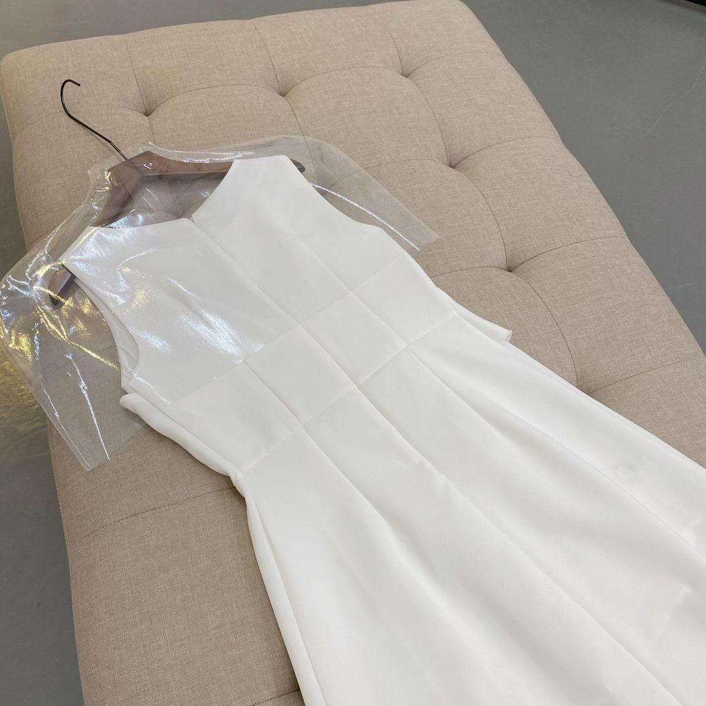 Sleeveless High-Waist White Dress: Elegant French Style for Spring & Summer