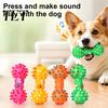 Outdoor Interactive Fetch Toys Squeaky Dumbbell Dog Toy, Vinyl Chew Spiky Teeth Oral Health Care Cleaning Toy for Small Large Dogs Play Puppy Teething