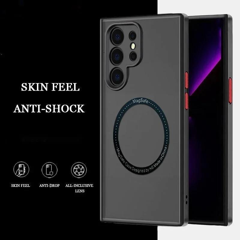 

Матовий чохол Samsung Galaxy S24 S23 S22 Ultra Plus S21 S20 FE для Magsafe Magnetic Charge Бампер протектор камери Фундаментальна кришка s24ultra чорний