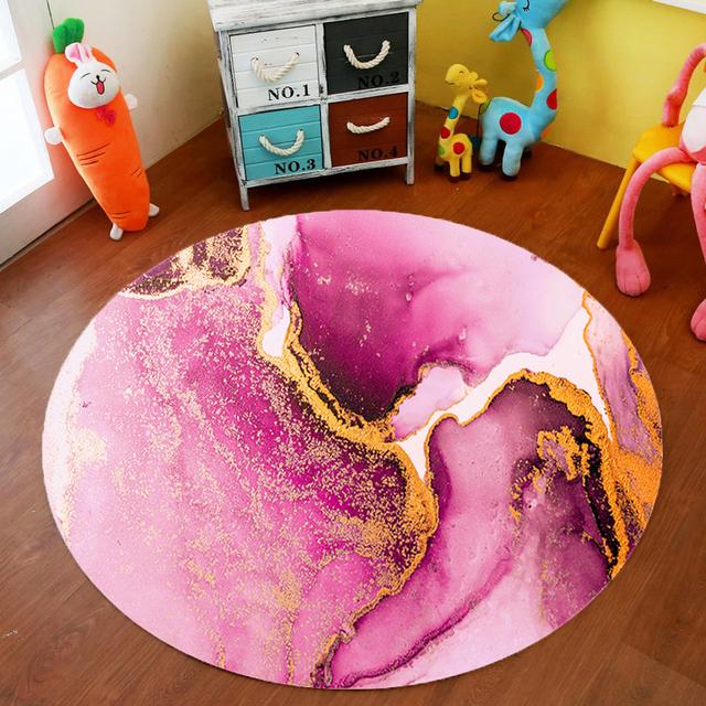 Marble Quicksand Round Carpet Living Room Office Chair Mat Computer Desk Mat Bedroom Decorative Mat Bedroom Coffee Table Mat