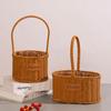 Imitation Rattan Handhold Weaving Basket Brown Hanging Basket Gift Flower Basket