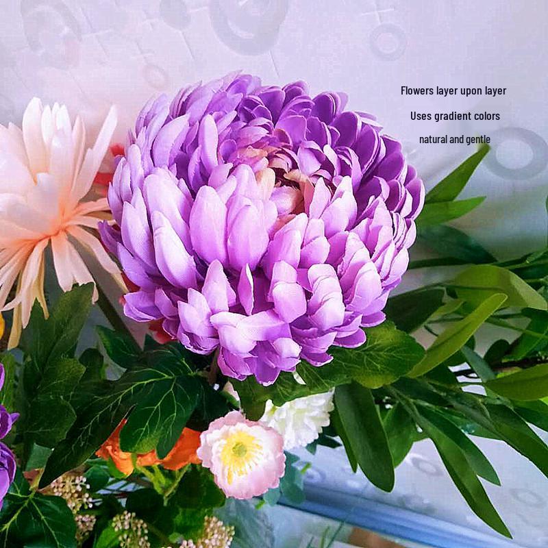 Large Artificial Chrysanthemum, Gaillardia, and Peony Flowers for Home Decor and Photo Props