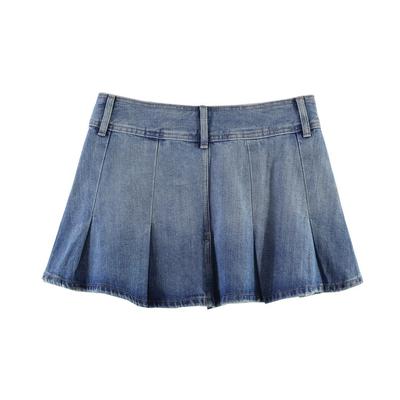 European and American Style, New Women's Clothing, Foreign Style, Versatile Denim Wide Pleated Mini Skirt 3607091