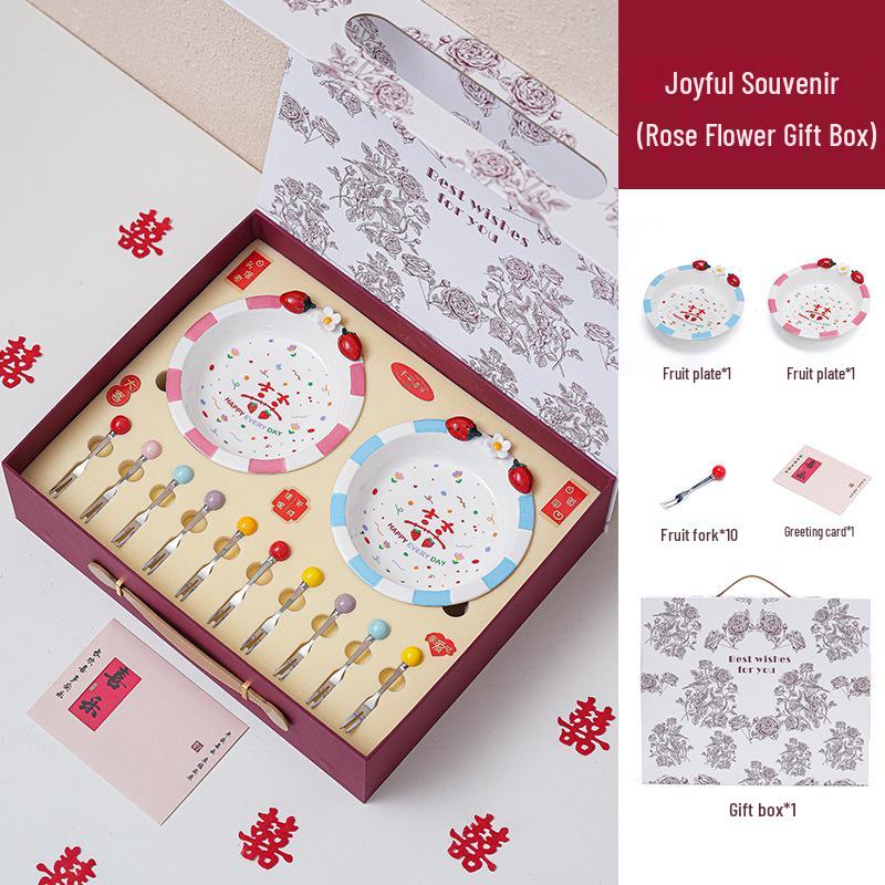 Elegant Fruit Bowl and Fork Set: Thoughtful Wedding and Engagement Gift