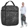 Schwarzer Leopard Tierhaut Isolierte Lunchtasche für Kinder Schul-Kühltasche Thermische Lebensmittelbox Tragetasche Auslaufsichere Lunchboxen Behälter