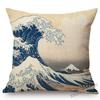 Asian Art Great Wave Woodblock Painting Hokusai Japanese Artist Culture Decoration Pillow Case Cotton Linen Sofa Cushion Cover