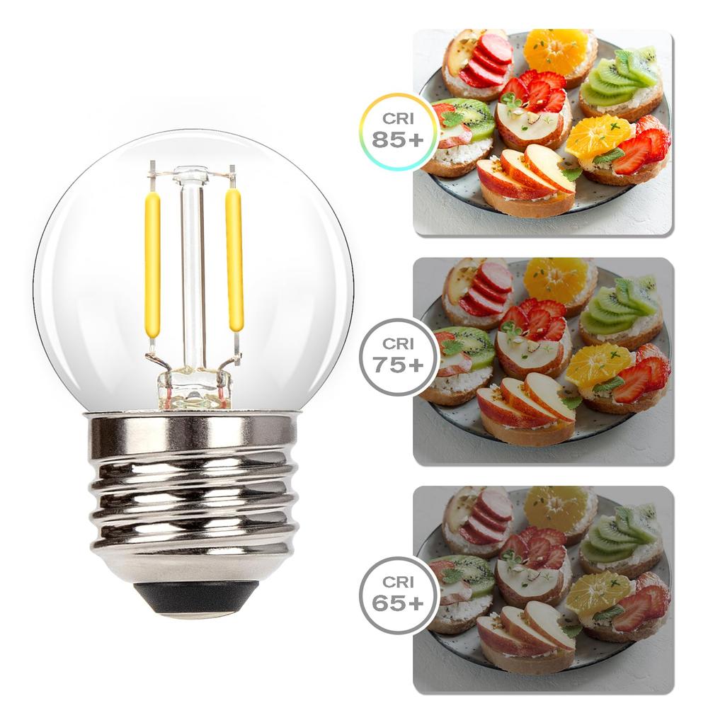 LED Filament Bulb, E26 Base, 10W Equivalent, 2700K Warm White, Mini Edison Bulb, 1W, Non-Dimmable, Night Light, Suitable for Holidays, Weddings,